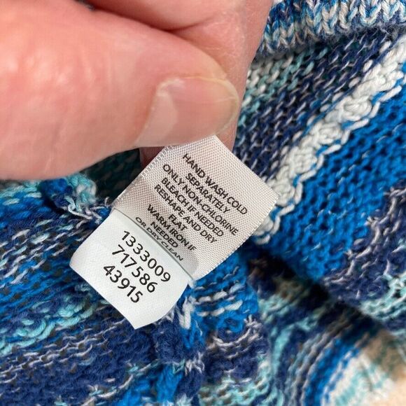 J. Jill Cardigan Women Large Blue Striped Linen Cotton Preppy Costal Resort Wear - Picture 8 of 10